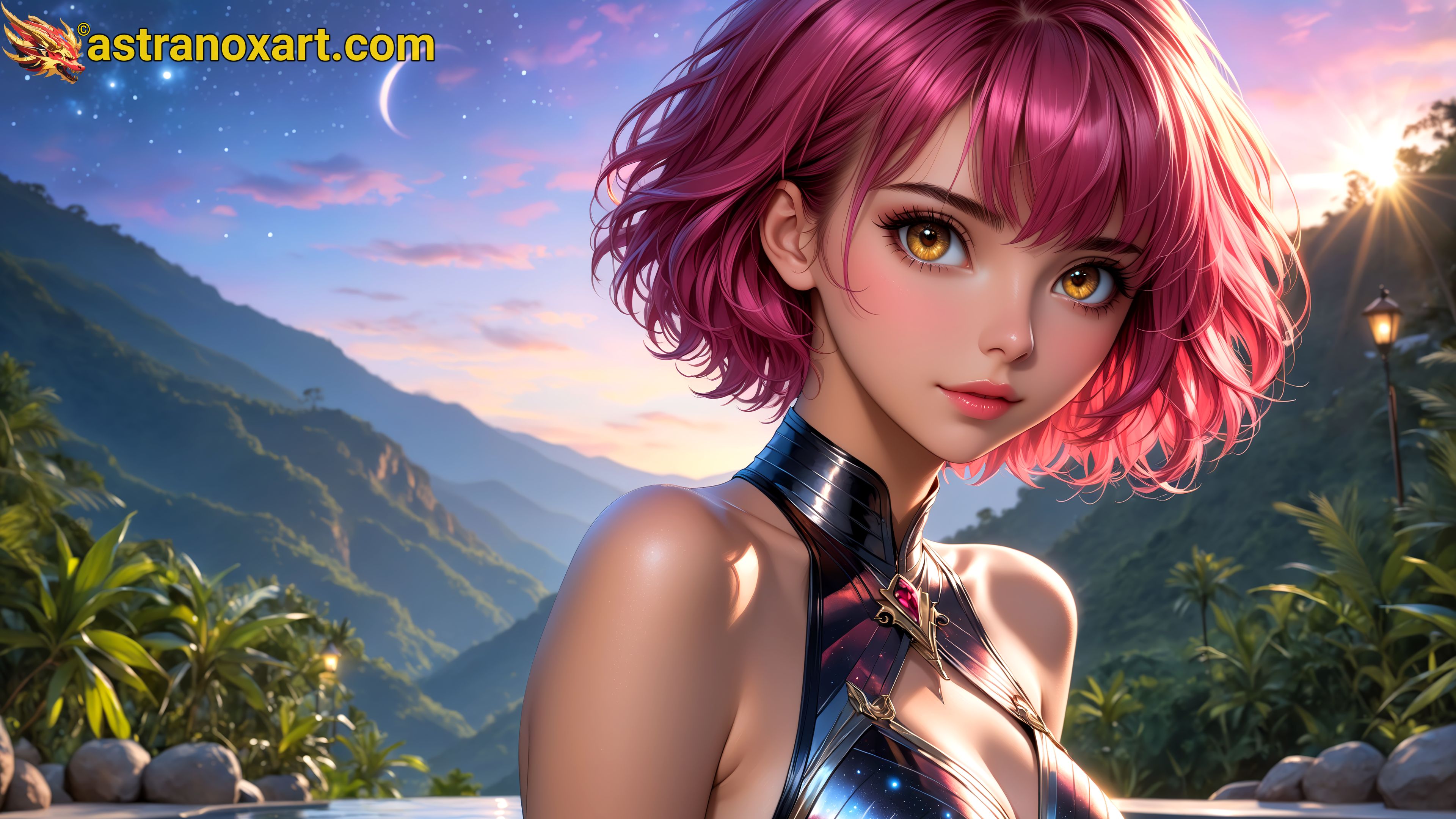 Amazing Young Female  at  - Download Free 4K Wallpaper Fantasy wallpaper with  Eyes and  Hair.