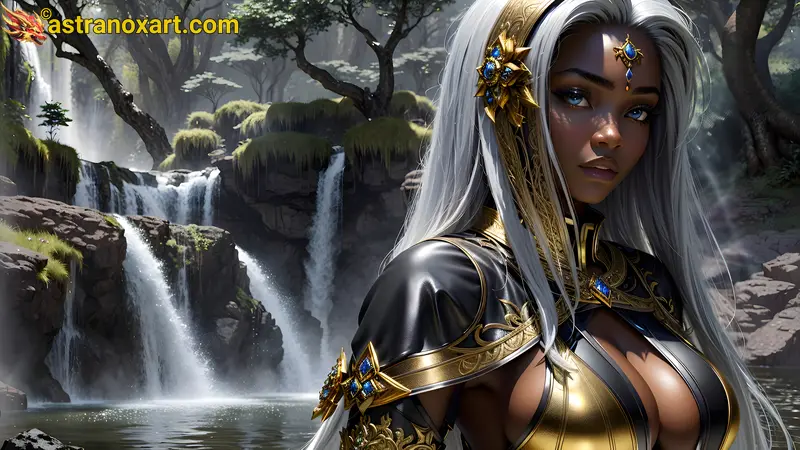 Mysterious sorcerer by a tranquil pond at dawn, radiating enchantment and magic - Fantasy HD 2K 4K wallpaper Astranox Art